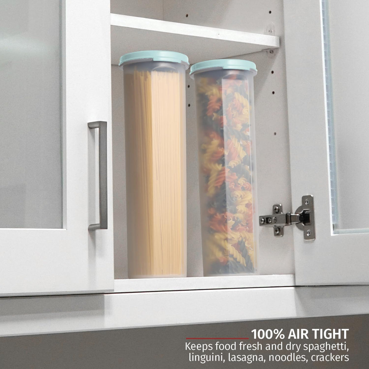 Tall Clear Spaghetti Pasta Container Storage With Lid.Multi-Purpose Kitchen Pantry Organization And Food Storage For Noodles Beans Straws - Airtight Leakproof Spaghetti Keeper BPA Free 37 oz.