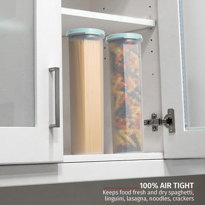 Tall Clear Spaghetti Pasta Container Storage With Lid.Multi-Purpose Kitchen Pantry Organization And Food Storage For Noodles Beans Straws - Airtight Leakproof Spaghetti Keeper BPA Free 37 oz.