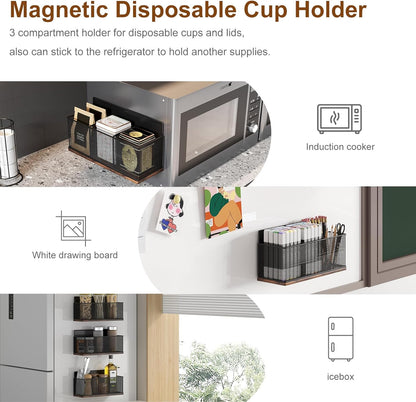 TQVAI K Cup Holder - 60 Capsule Capacity 2 Tier Sliding Pods Storage Drawer with Disposable Cups & Lids Holder, Coffee Bar Station Organizer for Countertop, Black