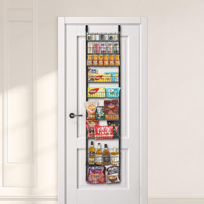 VEVOR Over the Door Pantry Organizer, 10-Tier Pantry Organization and Storage, Heavy-Duty Steel Hanging Spice Rack, Adjustable Wall Seasoning Shelves, for Home Kitchen Laundry Room Bathroom, White