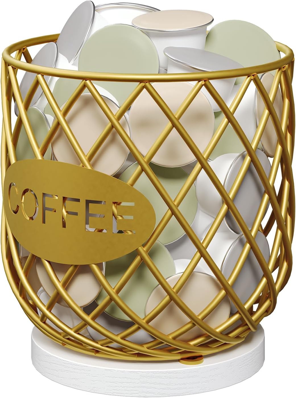 YATINEY Coffee Pod Holder Organizer, Holder for K Cup, Large Capacity Coffee Pod Basket, Versatile Coffee Capsule Storage Organizer, for Kitchen Countertop, Rustic Brown KH09BR
