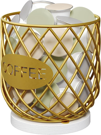 YATINEY Coffee Pod Holder Organizer, Holder for K Cup, Large Capacity Coffee Pod Basket, Versatile Coffee Capsule Storage Organizer, for Kitchen Countertop, Rustic Brown KH09BR