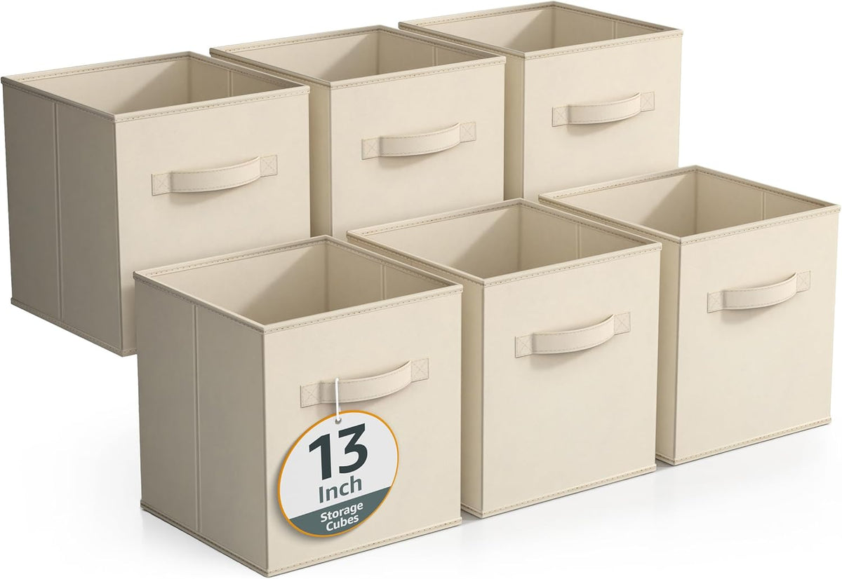 Sorbus Foldable Storage Cubes - 6 Fabric Baskets for Organizing Pantry, Closet, Shelf, Nursery, Playroom, Toy Box, Cubby -11 Inch Dual Handle Collapsible Closet Organizers and Storage Bins (Navy Blue)
