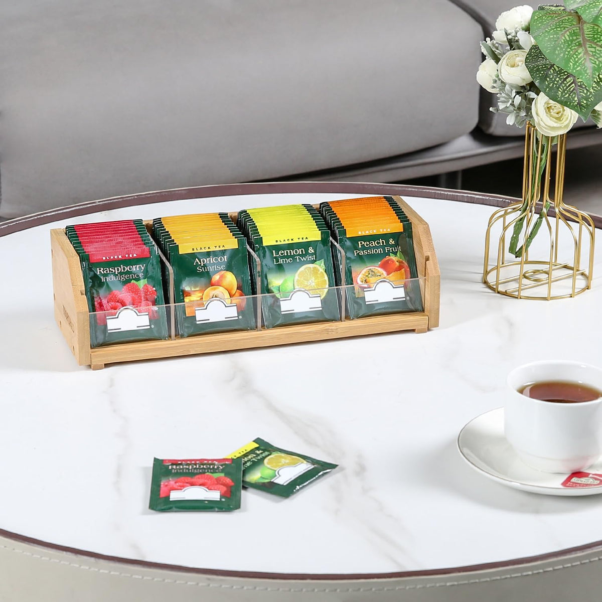 TIOPGHAD 3 Layer Stackable Bamboo Tea Bag Organizer Storage Holder for Tea Bags Wood Tea Box Containers Tea Rack Teabag Station Stand for Cabinet Countertop Office(Patented Design)