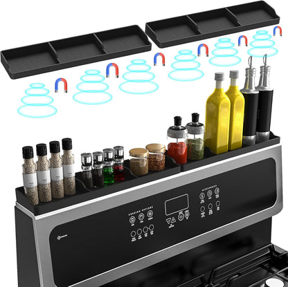 Magnetic Stove Top Shelf, Over the Stove Shelf Spice Rack & Spice Organizer – 30" Heat Resistant Silicone Stove Shelf, No Drill Kitchen Storage Organizer for Gas/Electric Stoves & Small Kitchens