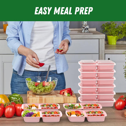 50 Pack (100-Piece) 32 oz Meal Prep Containers Reusable with Lids 3-Compartment, To Go Take Out Plastic Food Storage Containers, Sturdy Leakproof Food Safe, Microwave Freezer Dishwasher Safe, Black