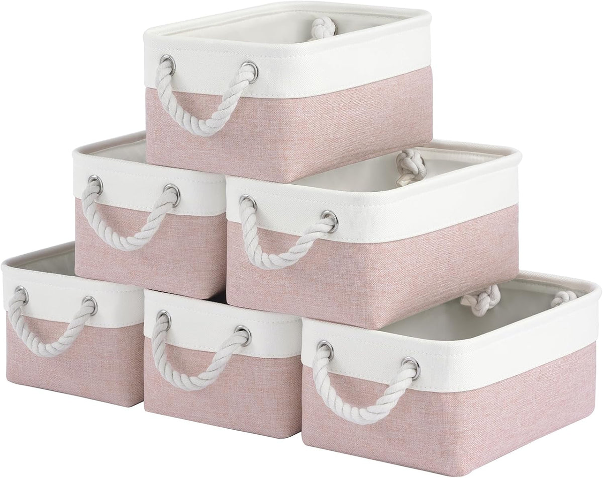 Large Storage Baskets- 15.7x11.8x8.26 inch Storage Bins for Shelves and Closet Organizing, Foldable Fabric Bin for Home Organization Clothes and Laundry (3-Pack, White&Khaki)