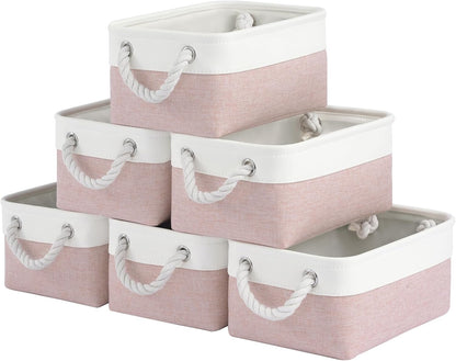 Large Storage Baskets- 15.7x11.8x8.26 inch Storage Bins for Shelves and Closet Organizing, Foldable Fabric Bin for Home Organization Clothes and Laundry (3-Pack, White&Khaki)