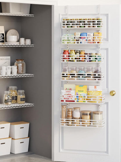 6-Tier Over the Door Pantry Organizer, Pantry Organization And Storage, Hanging Storage Organizer Spice Rack Metal Shelving for Home & Kitchen, Office Laundry Room Bathroom Black