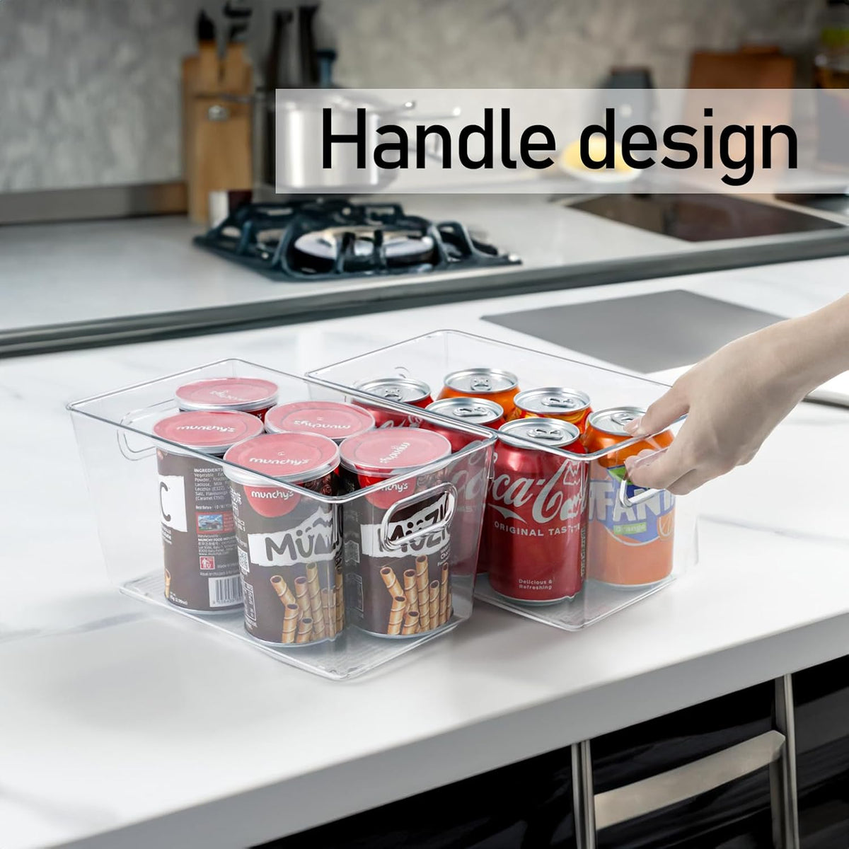 ZEXALOR 10 PACK Clear Storage Bins Clear Storage Containers for Kitchen Pantry Organization, Organizing Bins with Built in Handles, Cabinet Organizers