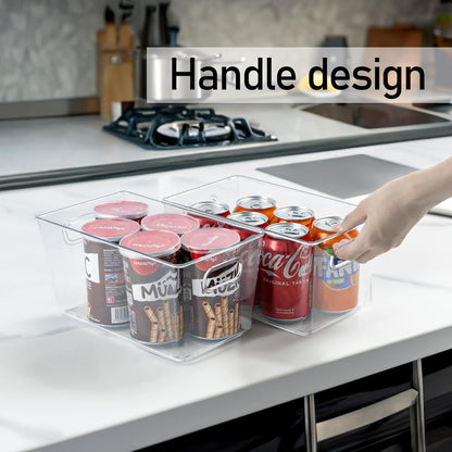 ZEXALOR 10 PACK Clear Storage Bins Clear Storage Containers for Kitchen Pantry Organization, Organizing Bins with Built in Handles, Cabinet Organizers