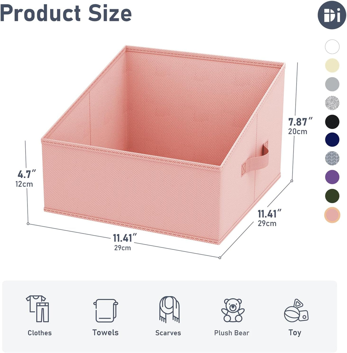 DIMJ Closet Storage Bins - Fabric Storage Baskets for Shelves, Collapsible Closet Organizers and Storage with Handles, Trapezoid Shelf Organization Storage Cubes for Purse, Toys, Books, Towel, Socks
