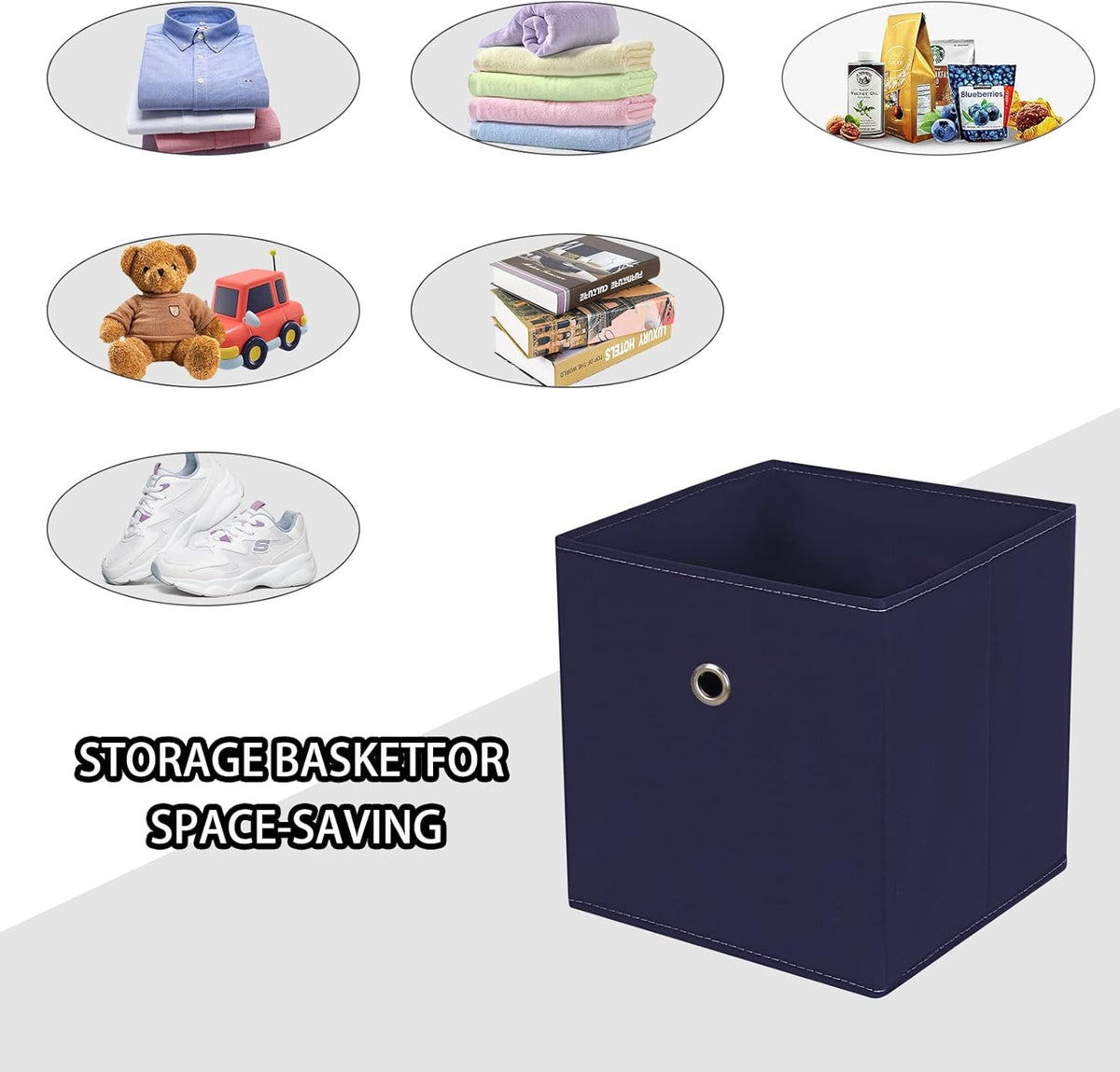 Black Foldable Storage Cubes Bins ,11 Inch Cloth Storage Cube Fabric Storage Box Cubes Organizer Baskets with Handles for Home Organizer Set of 3 (Black)