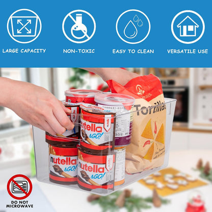 Clear Plastic Storage Bins-6 Pack Large Pantry Organizers and Storage Containers for Kitchen, Bathroom, Under-Sink, Office, Closet, Garage, Freezer and Snack