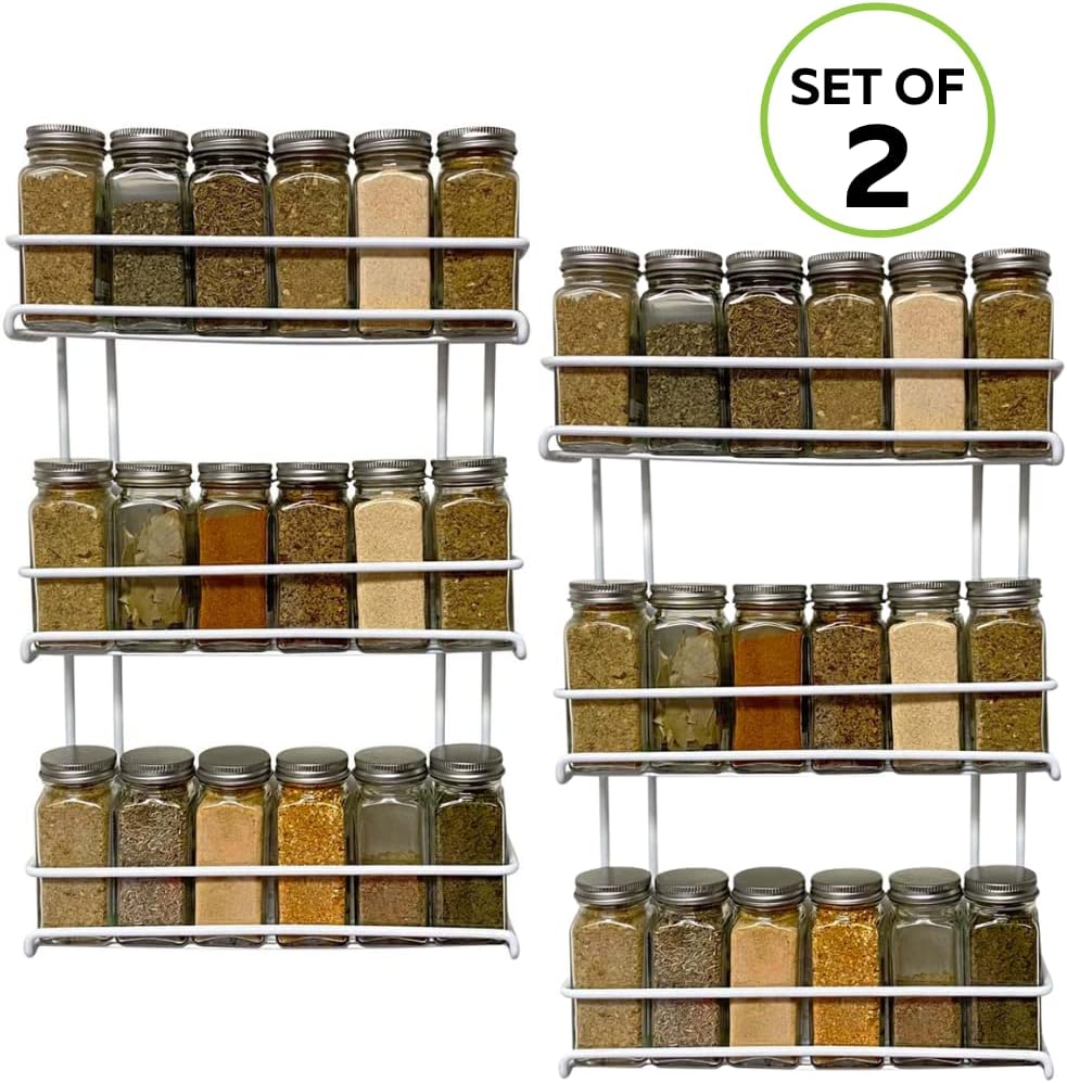 Evelots Over the Door Pantry Spice Rack Organizer -6 Tier -Holds up to 54 Spices- Adjustable Metal Baskets for Kitchen, Bathroom Storage & Organization (White) No Tool Easy Install