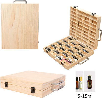 Pure Vie Essential Oil Bamboo Storage Box Travel Display Presentation, Holds 26 Bottles for 5, 10, 15ml - Aromatherapy Organizer Nail Polish Fragrance Container - Keep Your Oils Safe & Space Saver