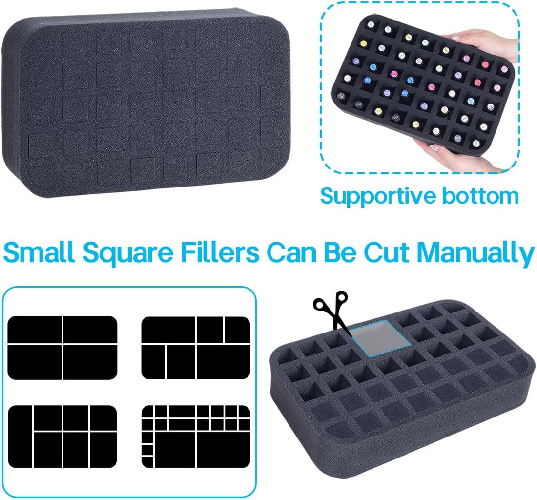 2 Pack Nail Polish Organizer Holder Foam Pad with Slots for Storage 60 Bottles (15ml/0.5fl.oz) Nail Polish or Essential Oil Tray for Drawers Black