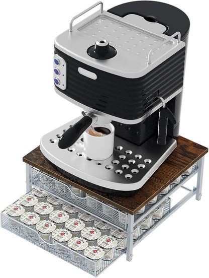 Coffee Pod Holder For Counter, Coffee Pod Drawer for K Cup Storage Drawer Holder, 72 Capacity Pods Storage Organizer Cups Capsule with Sliding Baskets for Coffee Station, Black