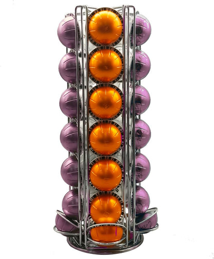Miuly Coffee Capsule Holder For Nespresso Vertuoline, Coffee Capsule Stands Rotating Pod Rack holds 28 Nespresso Vertuo Pods, Black