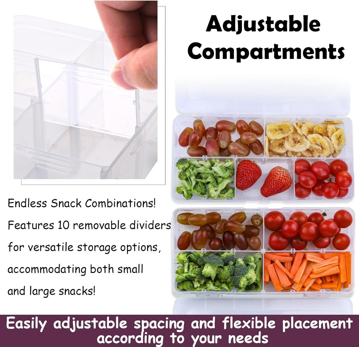 XANGNIER Snack Box Container for Kids Lunch Accessories,Divided Snackle Box Charcuterie Container,12 Compartments Reusable Food Storage Containers for School, Travel,Work,Bento Box Accessories