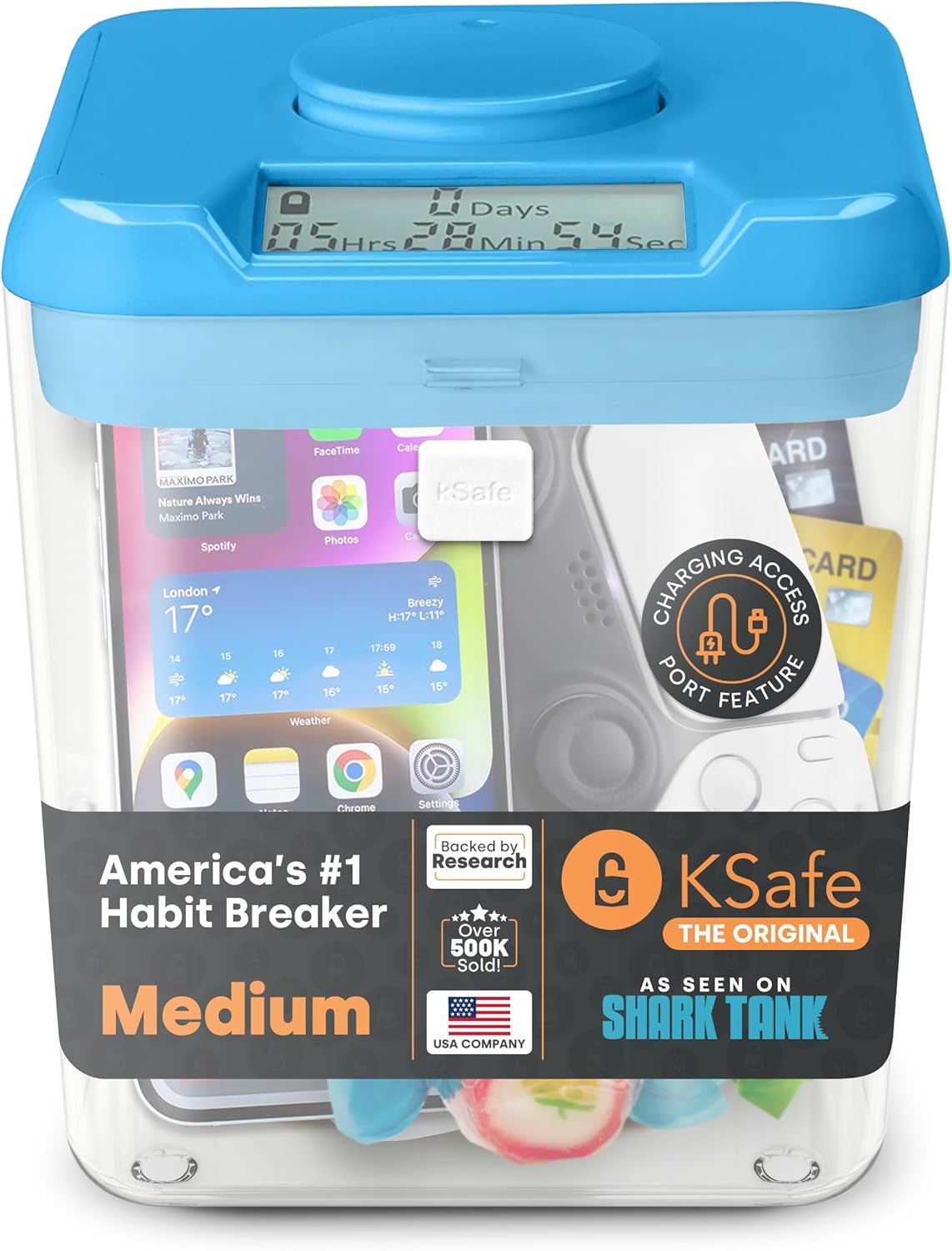 Kitchen Safe Time Locking Container, Phone Jail, Medication Lock Box, Break Bad Habits, Quit Smoking, Stop Snacking, Gaming Addiction, Family Time (XL, White Lid + 12.3” White Base)