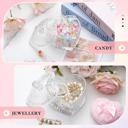 Tioncy 3 Pcs Large Body Powder Puff and Container Valentine's Day gift Powder Container with Puff Crystal Case Soft Washable Reusable Velour Face Body Glitter Wet Dry Makeup (Classic,Clear)