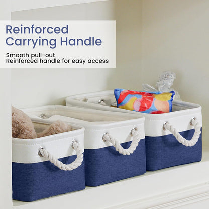 Large Storage Baskets- 15.7x11.8x8.26 inch Storage Bins for Shelves and Closet Organizing, Foldable Fabric Bin for Home Organization Clothes and Laundry (3-Pack, White&Khaki)