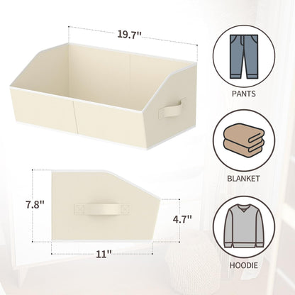 Homsorout Closet Organizers Bins 6 Packs - Large Closet Shelf Organizer with Handles, Fabric Trapezoid Storage Bins, Collapsible Storage Cubes for Clothes, Towels, Light Gray