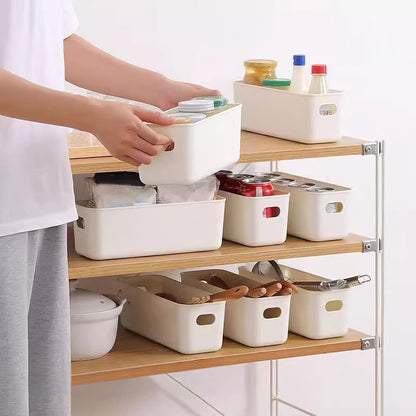 10Pcs White Narrow Storage Bins, 10" Long Bathroom Organizing Bins, Plastic Storage Basket Open Drawer Organizer Box with Handle for Bathroom Kitchen Office Vanity Pantry Shelves