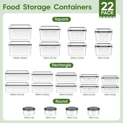 KEMETHY Food Storage Containers with Lids(18 Container & 18 Lid), Plastic Food Containers for Pantry & Kitchen Storage and Organization, BPA-Free, Leak Proof, Reusable with Labels & Pen