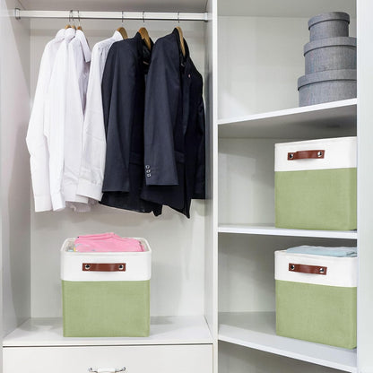 Bagnizer Large Fabric Storage Baskets | 50L Storage Bins, Decorative Linen Closet Baskets with Handles for Organizing, Shelf, Toys, Clothes, Home, Office, Nursery, 17x12x15Inches (Grey&White)