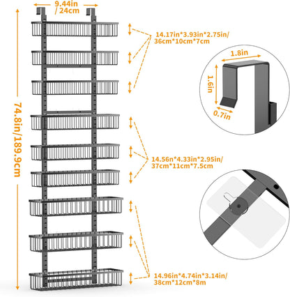 Moforoco White Over The Door Pantry Organizer, Pantry Organization and Storage, Metal Hanging Spice Rack Shelves Door, Seasoning Shelves, Laundry Room Organization, House and Kitchen Essentials