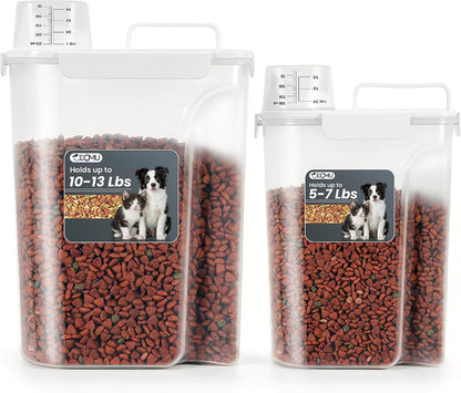 Dog Cat Food Storage Container 3-5lb, Pet Food Container Airtight with Large Spout & Cup, BPA-Free Plastic Food Dispenser for Pet Food, Bird Seed, Rice, Flour (Pink (3L-1pack))