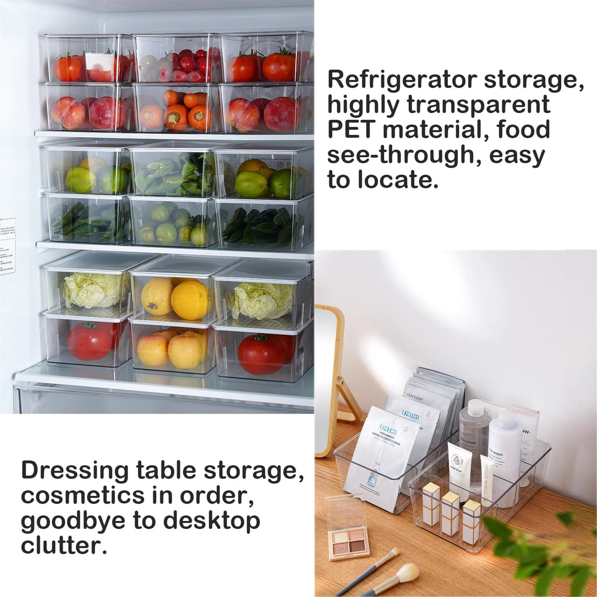 3 Pack Storage Organizer Bins, Plastic Desk Storage Bins Food Storage Organizer with 4 Slots for Pantry, Kitchen, Fridge, Cabinet Packets, Snacks, Pouches, Spice Packets