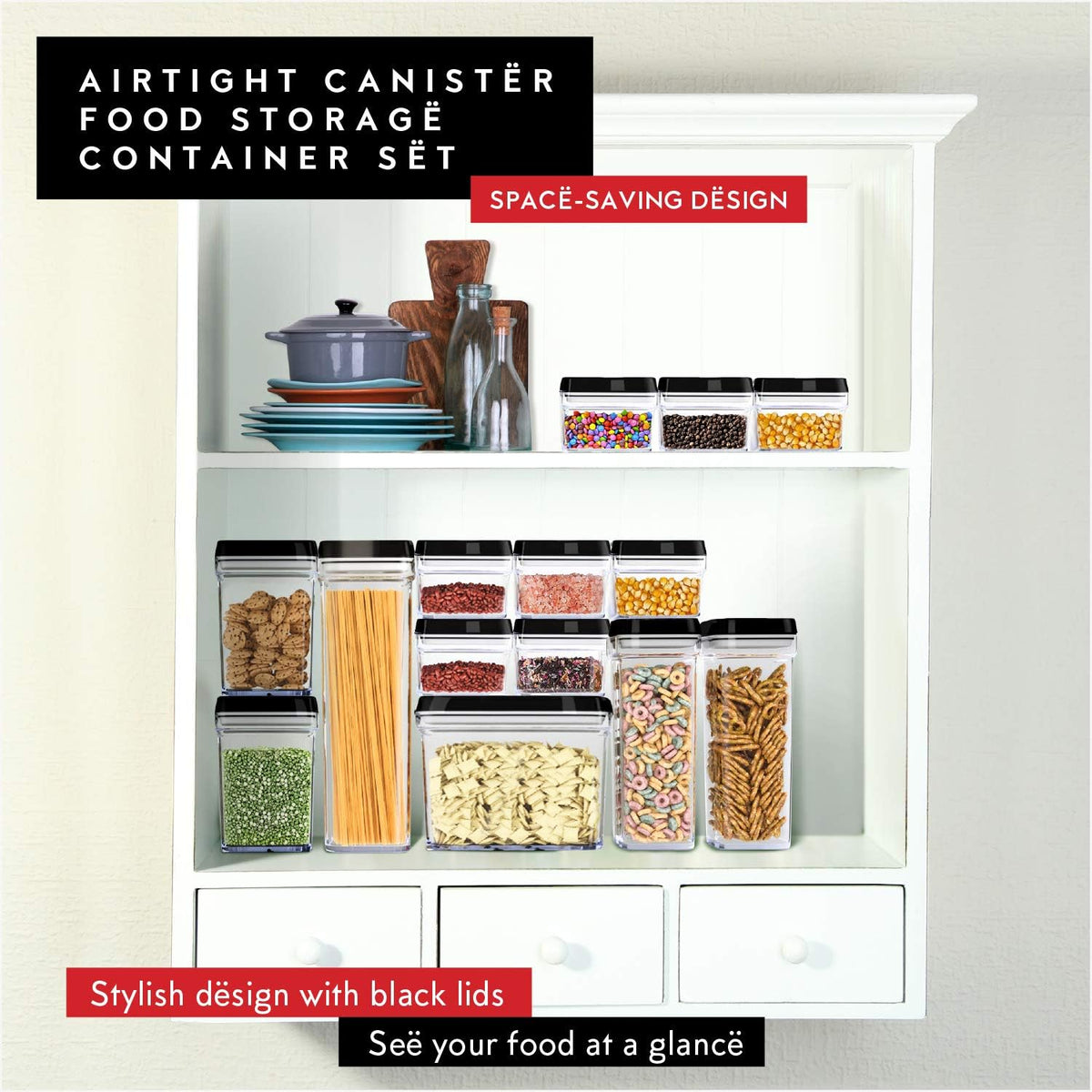 DWËLLZA KITCHEN Pasta Storage Containers for Pantry Airtight - 2 Pc Spaghetti Container Storage - Ideal for Spaghetti & Noodles, Kitchen Pantry Organization and Storage - Keeps Food Fresh & Dry