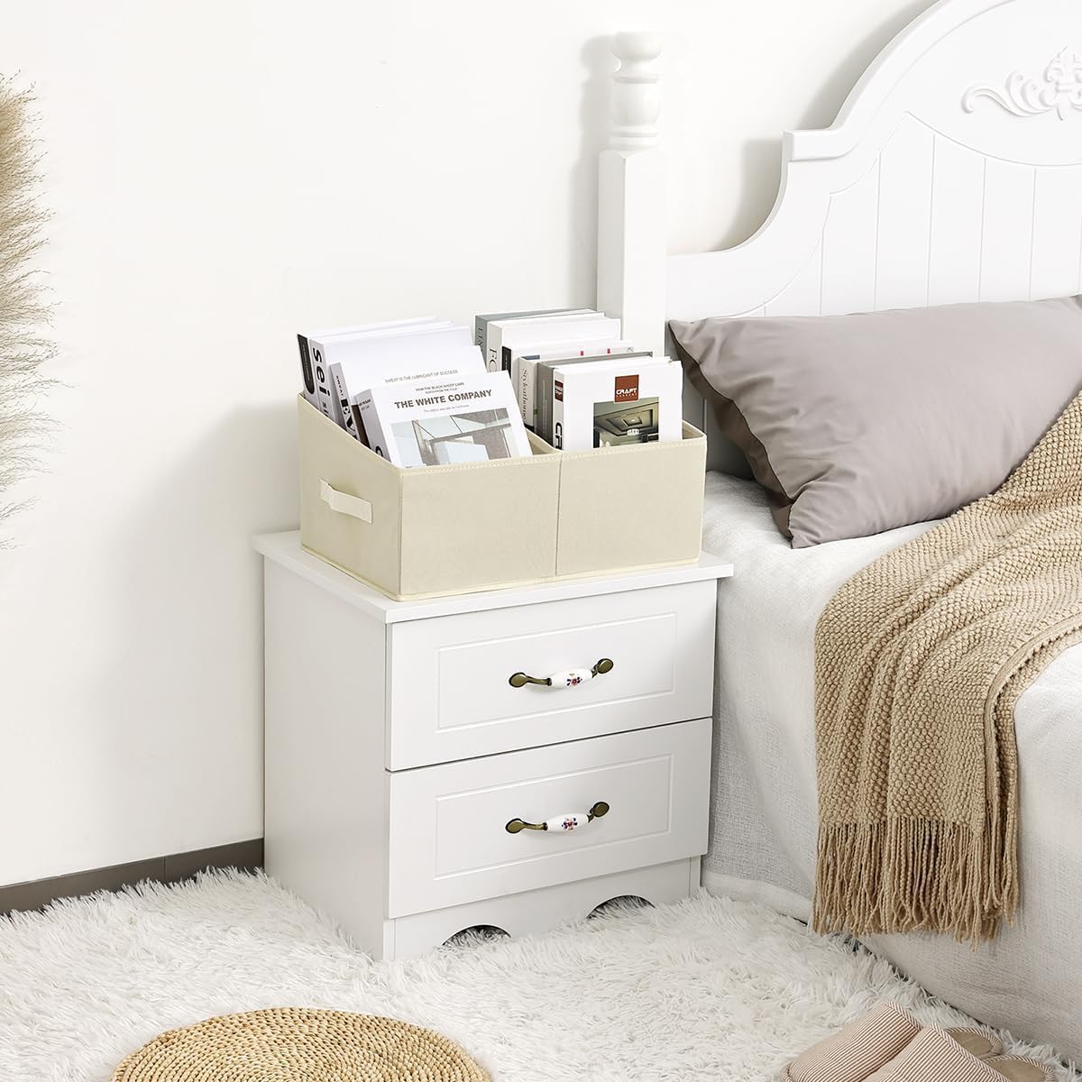 DIMJ Closet Storage Bins - Fabric Storage Baskets for Shelves, Collapsible Closet Organizers and Storage with Handles, Trapezoid Shelf Organization Storage Cubes for Purse, Toys, Books, Towel, Socks