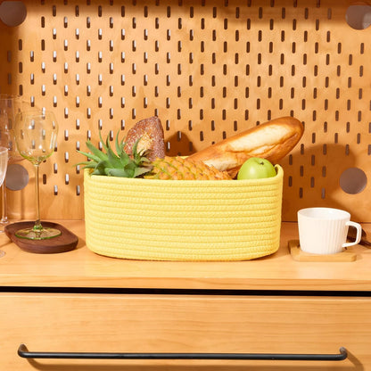 MiniArk Small Storage Baskets for Organizing | Closet Organizer Bins | Shelf Toy Basket | Woven Rope Baskets | Cube Decorative Box | Shallow Basket | L11.5xW7.5xH4.7| Brown