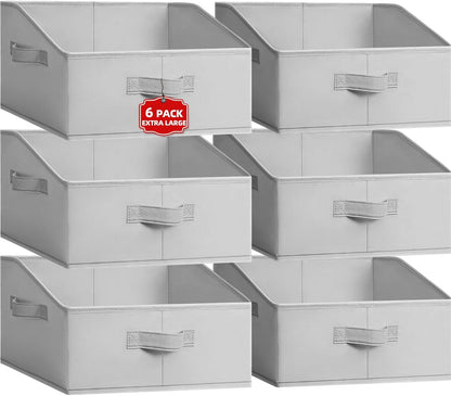 Criusia Closet Organizers Bins - Large Collapsible Shelf Organizer with Handles - Fabric Trapezoid Home Organization and Storage Baskets for Organizing Clothes Toy Blanket Towel Purse Hats