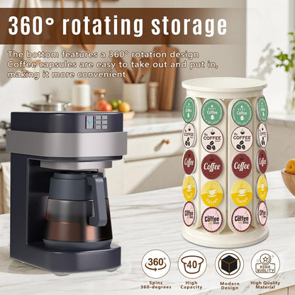 K Cup Holder, Coffee Pod Storage Carousel Holder Organizer Compatible with 40 Keurig K-Cup Pods, Home or Office Kitchen Counter Organizer