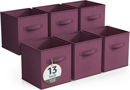 Sorbus Foldable Storage Cubes - 6 Fabric Baskets for Organizing Pantry, Closet, Shelf, Nursery, Playroom, Toy Box, Cubby -11 Inch Dual Handle Collapsible Closet Organizers and Storage Bins (Navy Blue)