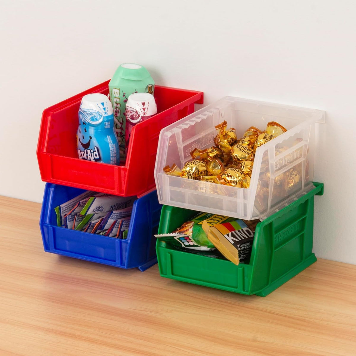 Akro-Mils 30210 AkroBins Plastic Storage Bins, Space-Saving Stackable Bins for Garage, Pantry, Craft Organization, 5" x 4" x 3", Black, 24-Pack