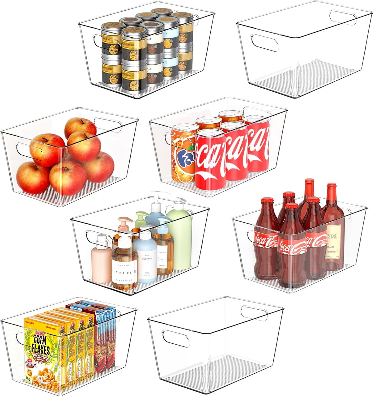 Clear Plastic Storage Bins-6 Pack Large Pantry Organizers and Storage Containers for Kitchen, Bathroom, Under-Sink, Office, Closet, Garage, Freezer and Snack