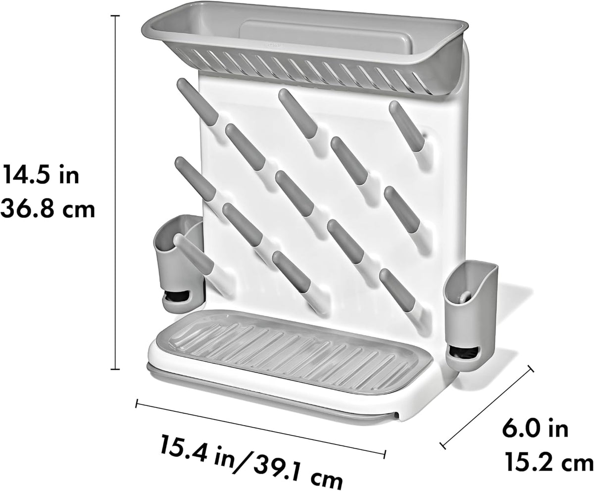 OXO Tot Expandable Drying Rack – Space-Saving Drying Rack | Newborn and Baby Essentials | Breastfeeding Essentials | Dry Baby Bottles | Save Space in Kitchen