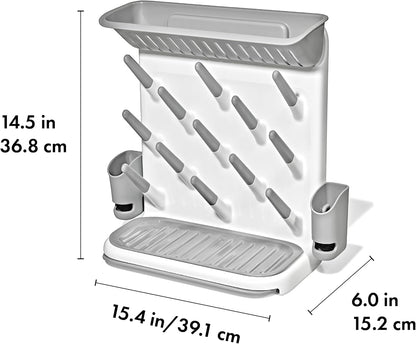 OXO Tot Expandable Drying Rack – Space-Saving Drying Rack | Newborn and Baby Essentials | Breastfeeding Essentials | Dry Baby Bottles | Save Space in Kitchen