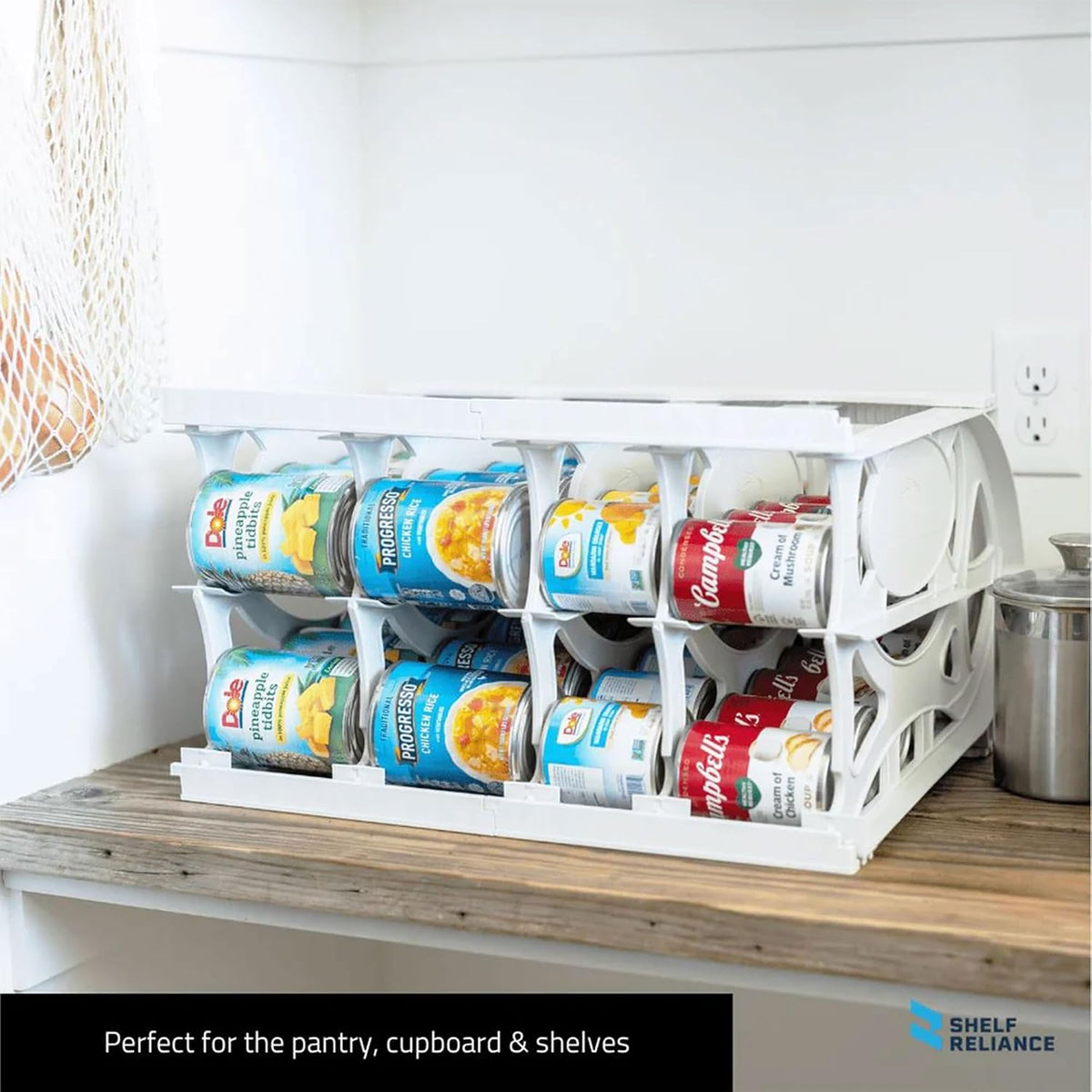 Shelf Reliance Cansolidator Pantry Plus - Can Organizer for Pantry, Stackable Soda Can Storage for Kitchen, Holds 60 Cans of Food or Soda