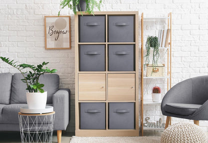 Sorbus Foldable Storage Cubes - 6 Fabric Baskets for Organizing Pantry, Closet, Shelf, Nursery, Playroom, Toy Box, Cubby -11 Inch Dual Handle Collapsible Closet Organizers and Storage Bins (Navy Blue)