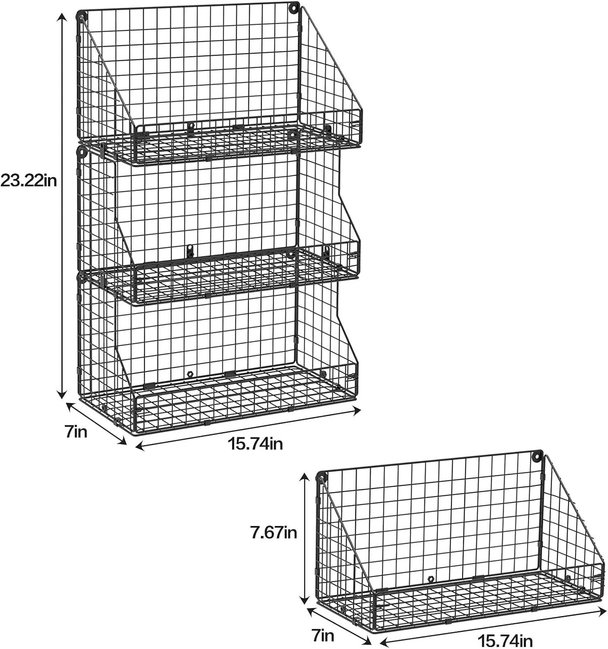 X-cosrack 3 Tier Large Stackable Snack Organizer - Versatile Wall Mounted Wire Storage Basket with Divider for Candy Chip Cans Bars - Ideal for Pantry Office Home