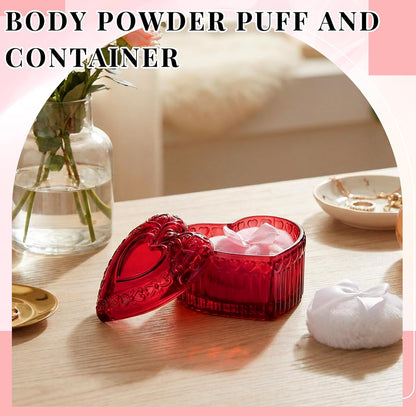 Tioncy 3 Pcs Large Body Powder Puff and Container Valentine's Day gift Powder Container with Puff Crystal Case Soft Washable Reusable Velour Face Body Glitter Wet Dry Makeup (Classic,Clear)