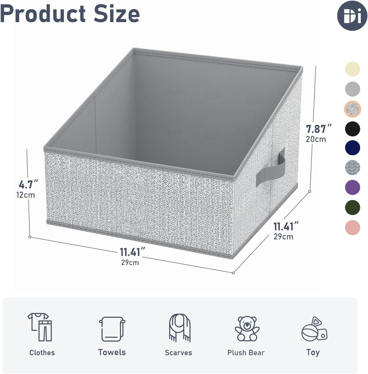 DIMJ Closet Storage Bins - Fabric Storage Baskets for Shelves, Collapsible Closet Organizers and Storage with Handles, Trapezoid Shelf Organization Storage Cubes for Purse, Toys, Books, Towel, Socks