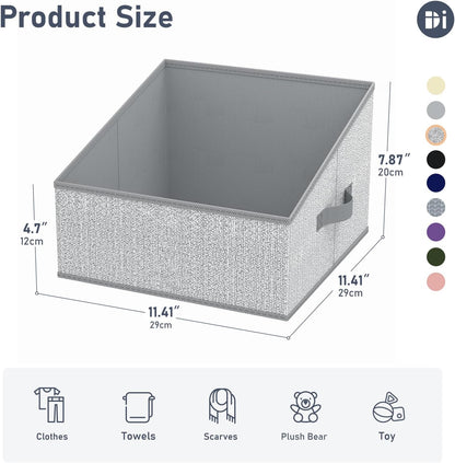 DIMJ Closet Storage Bins - Fabric Storage Baskets for Shelves, Collapsible Closet Organizers and Storage with Handles, Trapezoid Shelf Organization Storage Cubes for Purse, Toys, Books, Towel, Socks